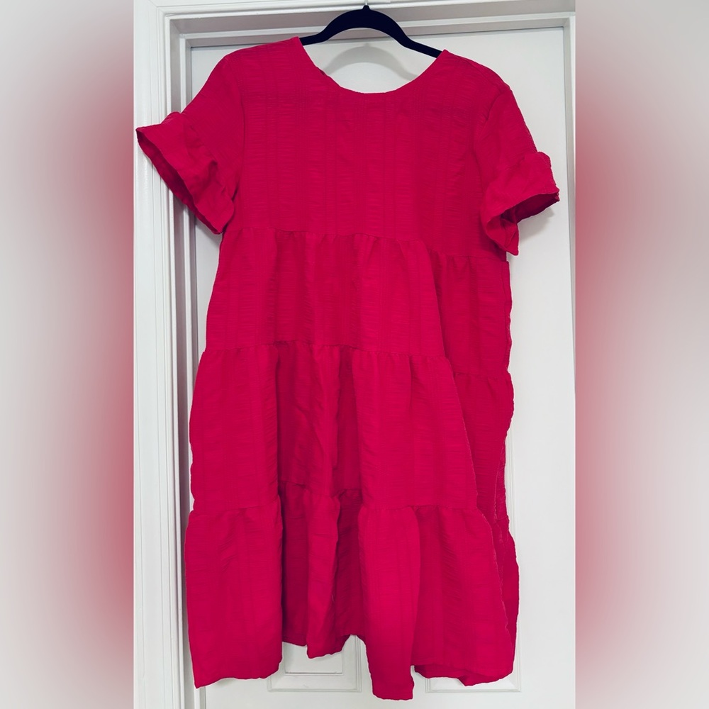 SHEIN short flutter sleeve, knee length, fuchsia dress